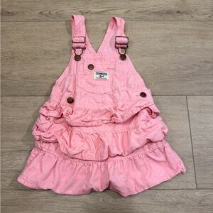 Vintage Oshkosh BGosh Pink Corduroy Ruffle Overall Dress 3t